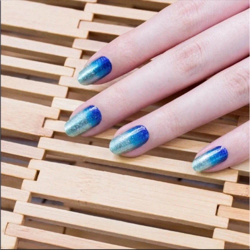 *Retired* Color Street: Long Time No Sea | Mint Blue Glitter Ombre Gradient